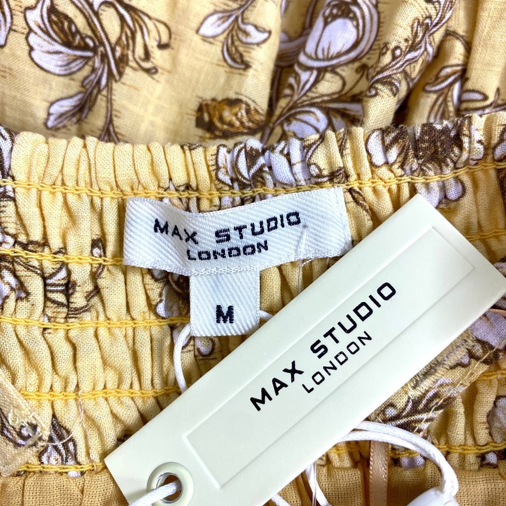 Anthropologie Max Studio $198 Medium Maxi Dress Butter Yellow Cottage Coquette M - Picture 6 of 8